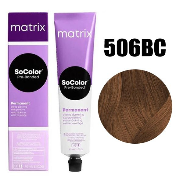 Краска для волос Matrix Socolor Beauty 506BC Темный блондин коричнево-медный 90 мл matrix перманентный краситель socolor pre bonded для покрытия седины до 100% 506m темный блондин мокка 100% покрытие седины 90 мл