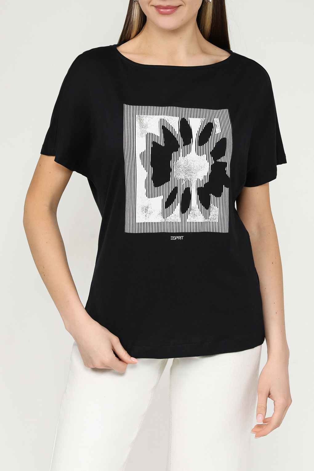 

Футболка женская Esprit Casual 014EE1K327 черная S, Черный, 014EE1K327