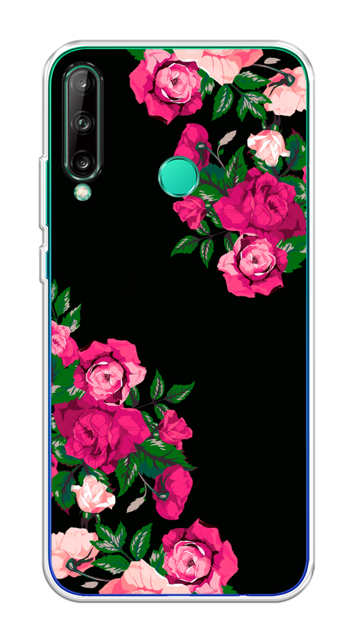 

Чехол на Honor 9C/Huawei P40 Lite E/Y7p "Розы фуксия", Черный;розовый;зеленый, 612550-1