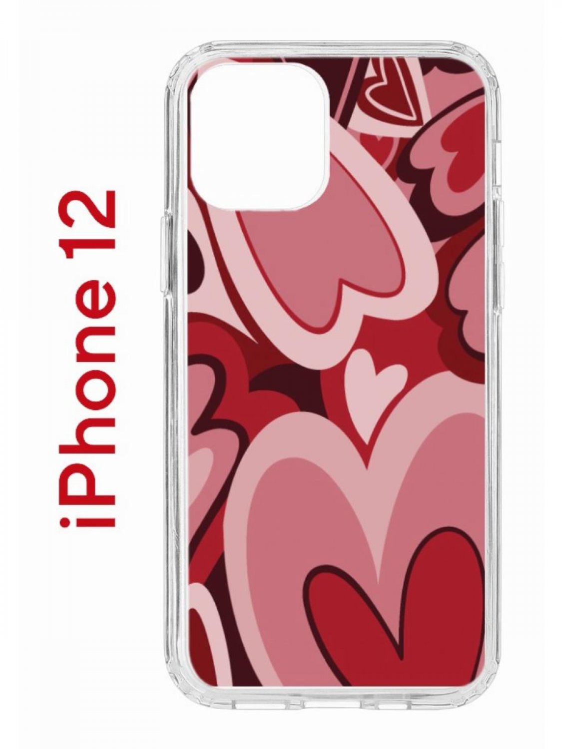 Чехол на iPhone 12/12 Pro с принтом Kruche Print Сердечки, бампер с защитой камеры