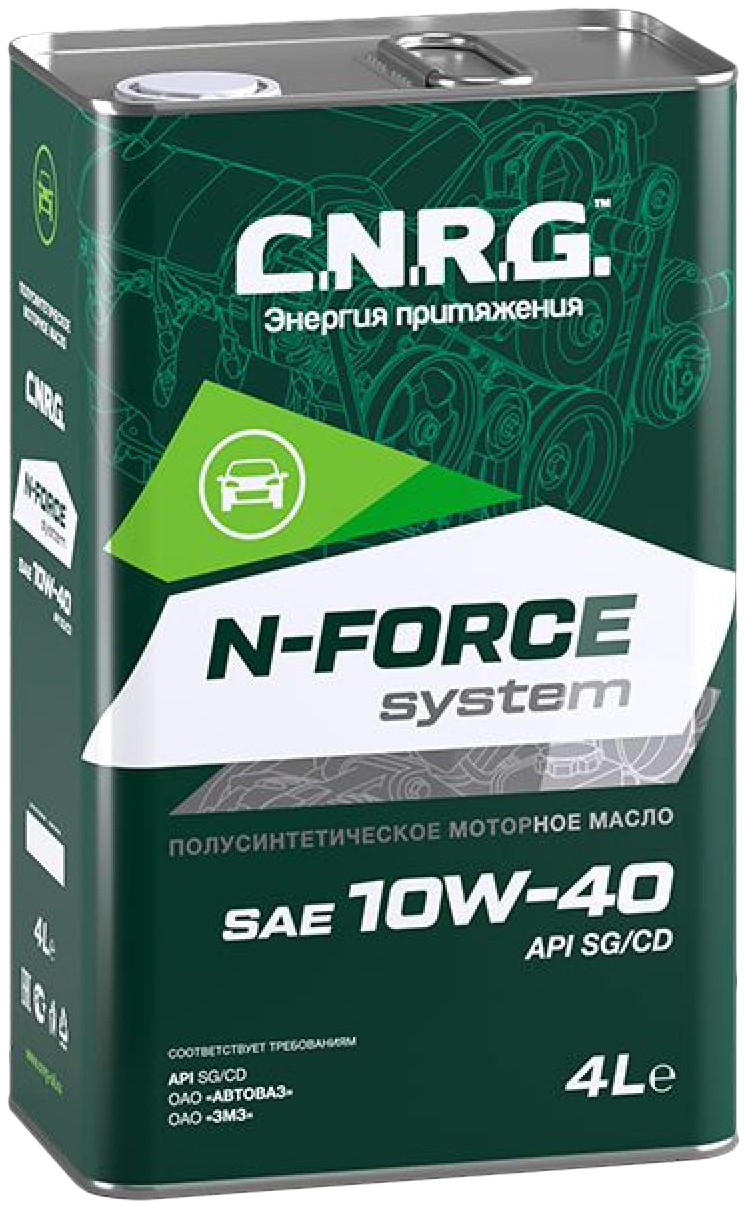 Моторное масло C.N.R.G. Синергия N-FORCE SYSTEM 10W-40 SG/CD Полусинтетическое 4л (металл)