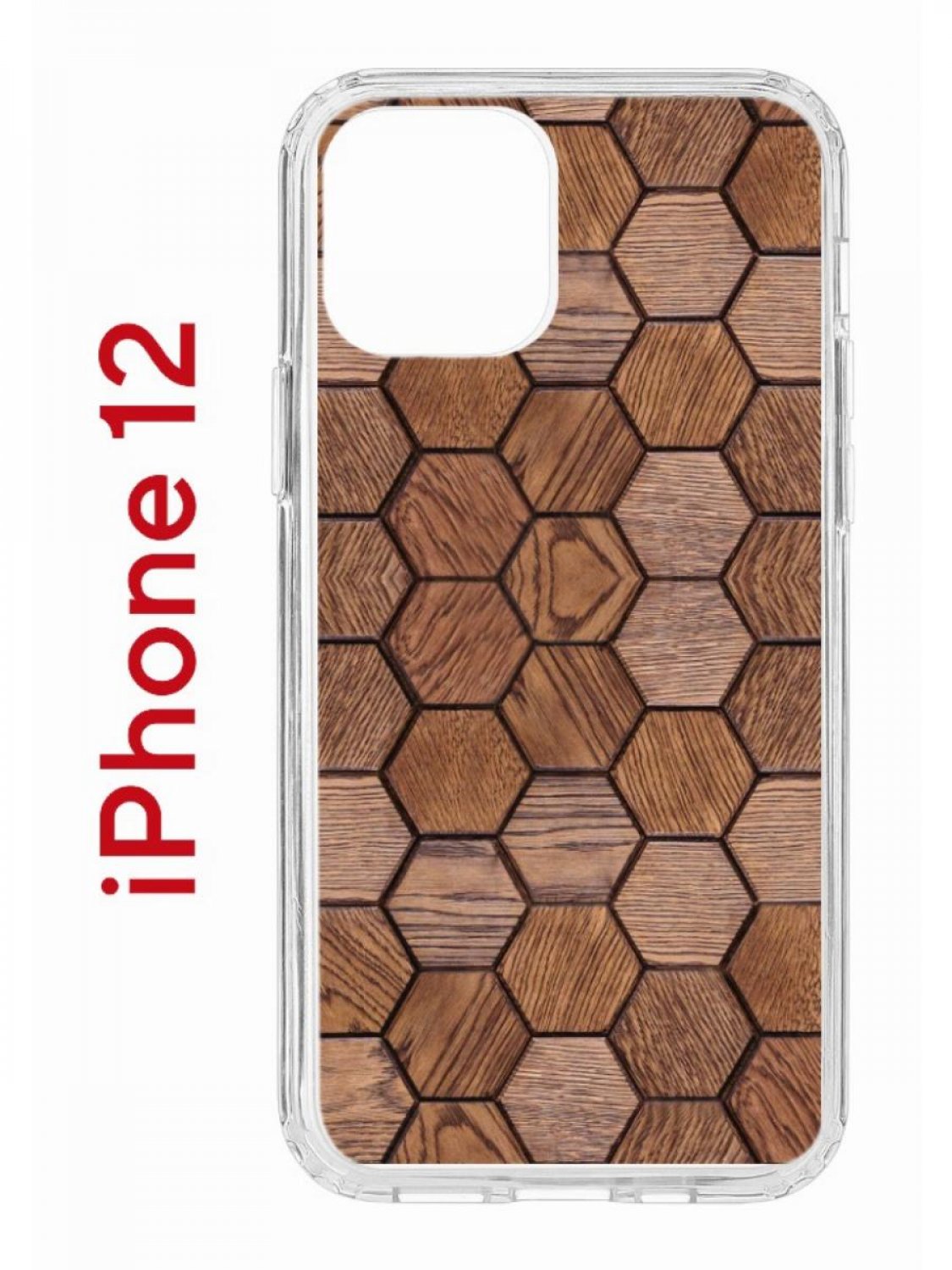 фото Чехол на iphone 12/12 pro с принтом kruche print текстура орех, бампер с защитой камеры кruче