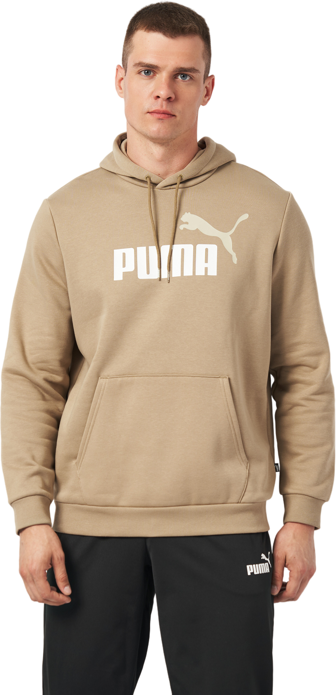 Худи мужское PUMA ESS+ 2 Col Big Logo Hoodie FL бежевое S