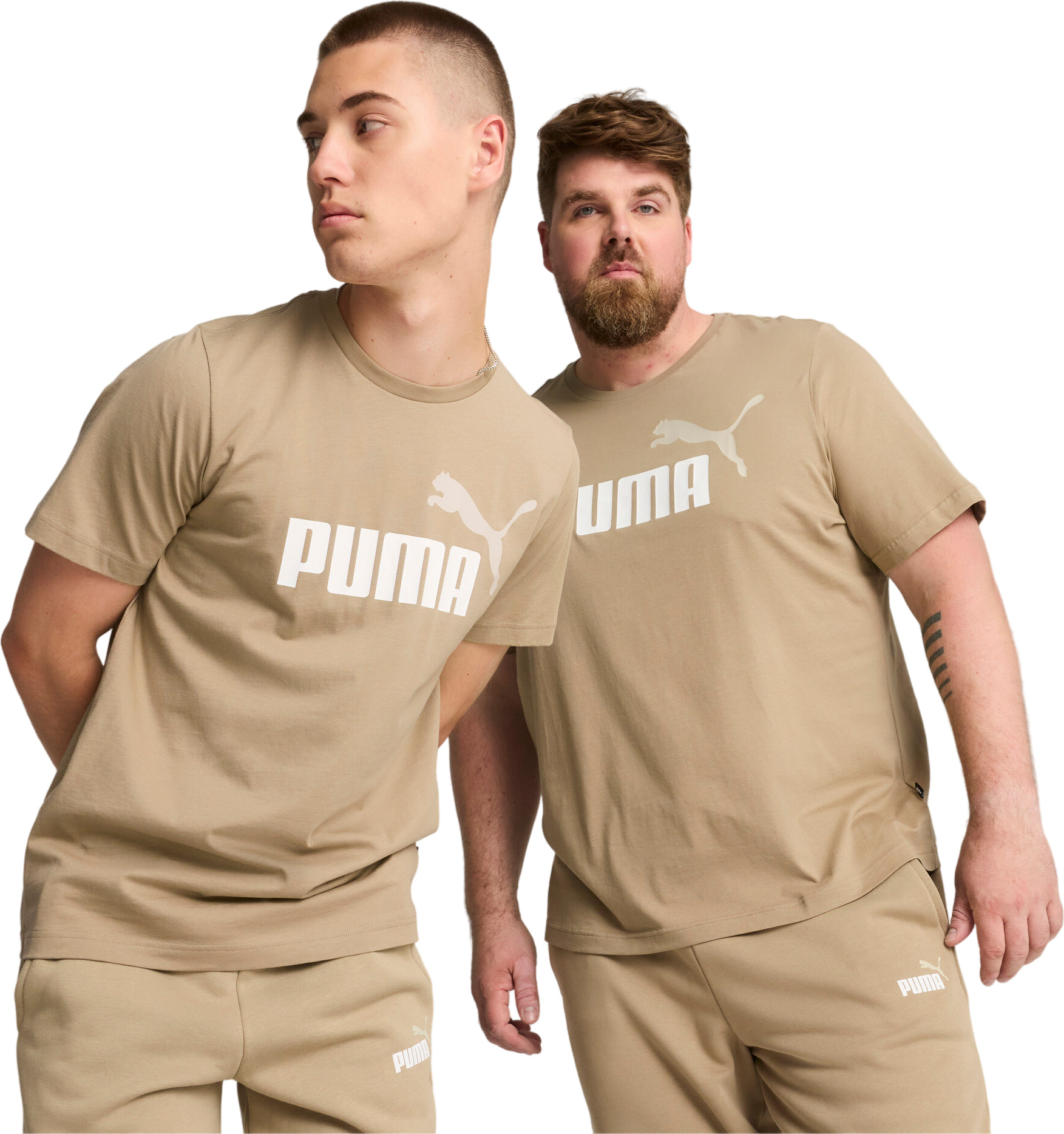 

Футболка мужская PUMA ESS+ 2 Col Logo Tee бежевая S, Бежевый, ESS+ 2 Col Logo Tee