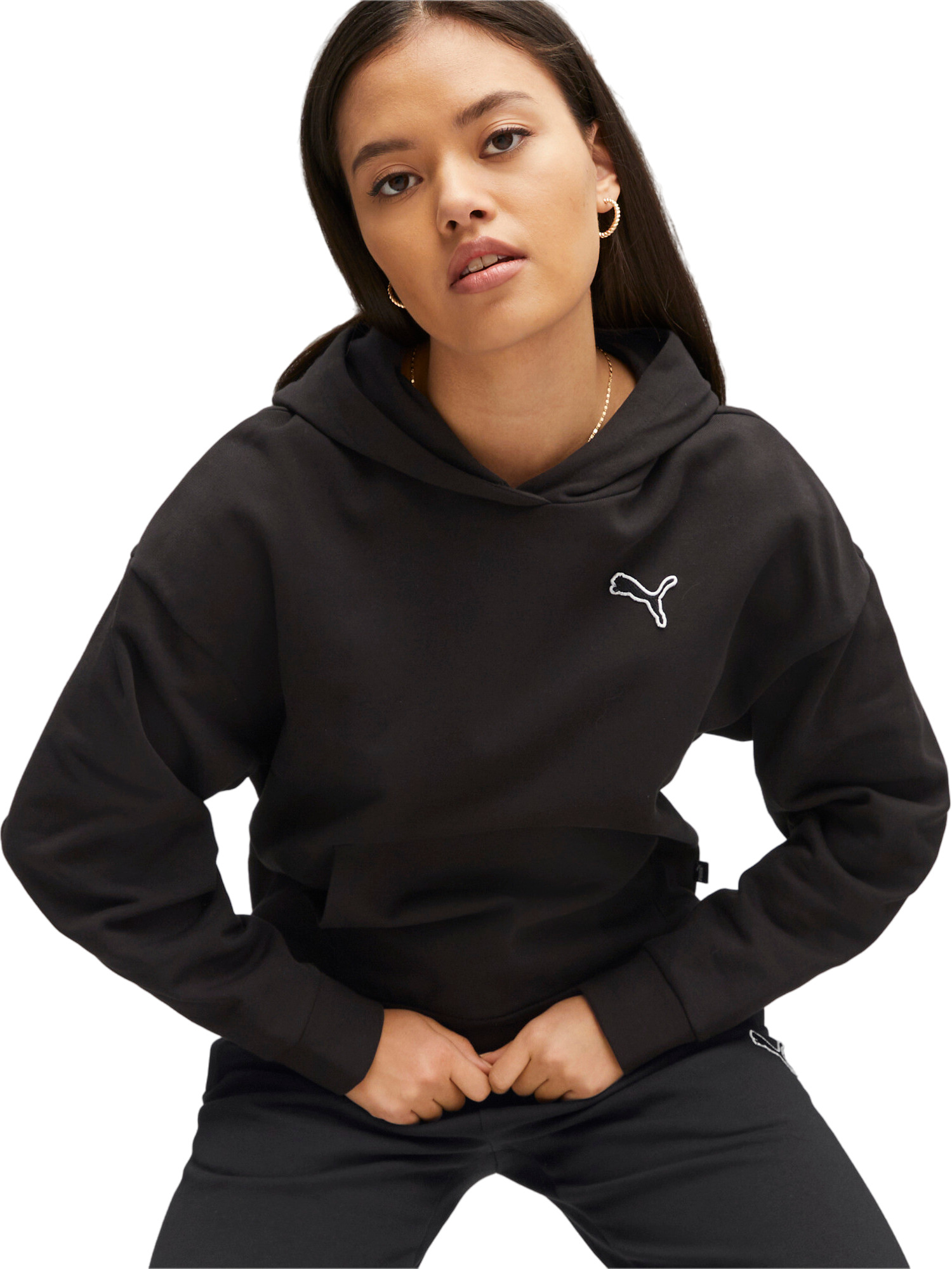 

Худи женское PUMA Better Essentials Hoodie Fl черное L, Черный, Better Essentials Hoodie Fl