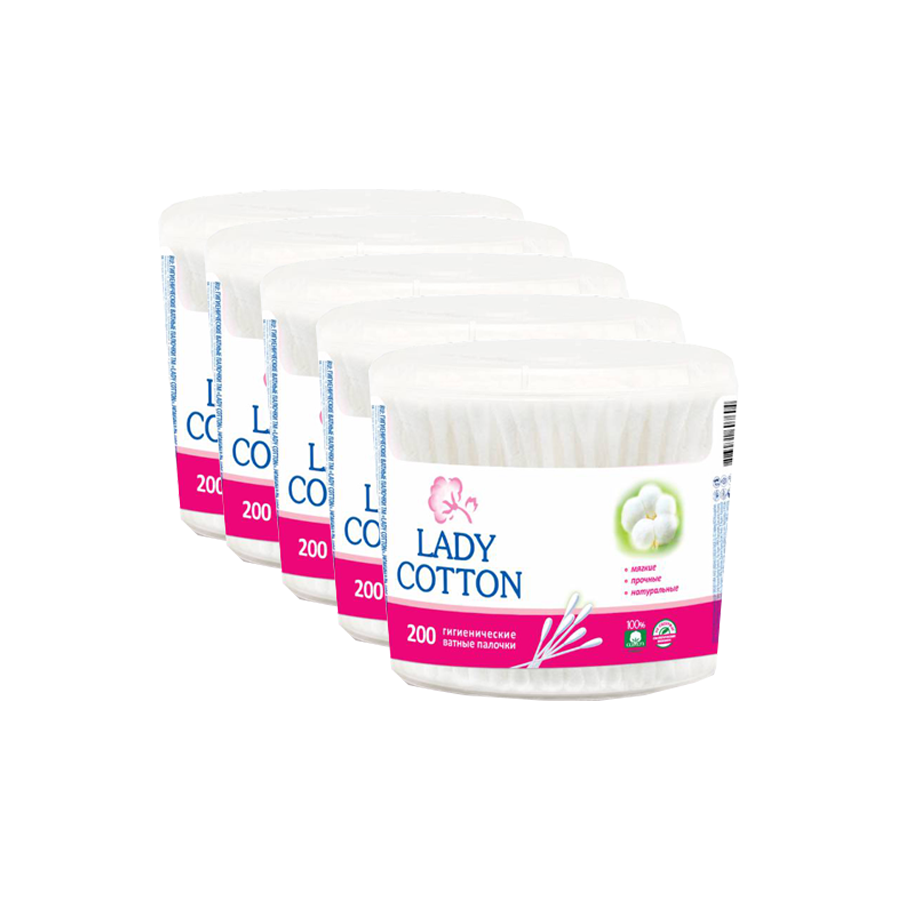 

Ватные палочки Lady Cotton 200 шт 5 упаковок в наборе