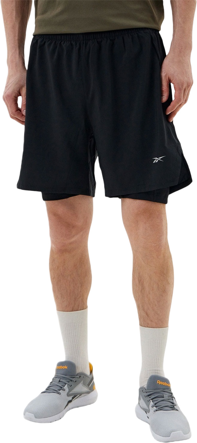 

Спортивные шорты мужские Reebok Running 2 in 1 Shorts черные L, Черный, Running 2 in 1 Shorts