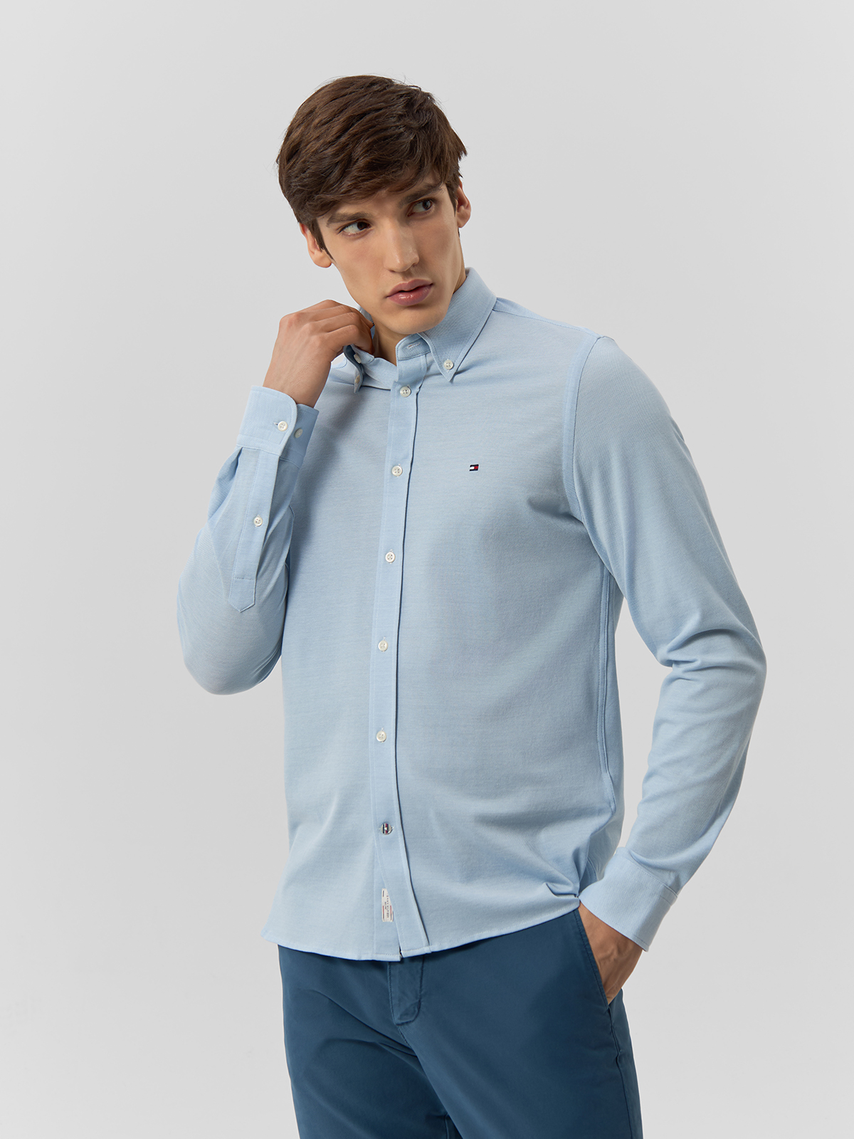 Рубашка мужская Tommy Hilfiger MW0MW30675, голубая-C1S, S