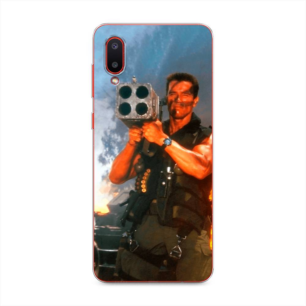 

Чехол на Samsung Galaxy A02 "Арнольд Шварцнеггер с базукой", Голубой;коричневый, 2102550-6