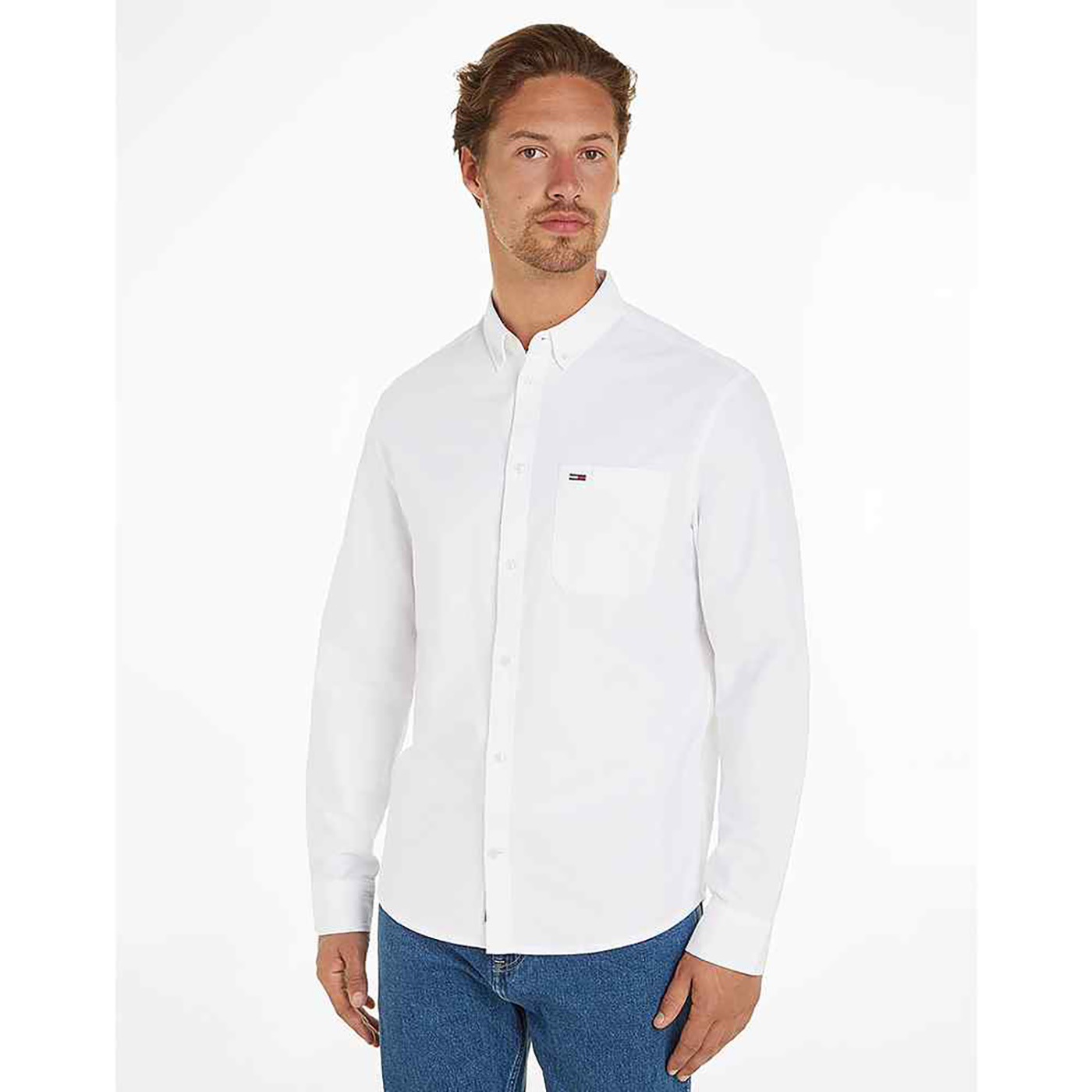 Рубашка мужская Tommy Jeans DM0DM18335 белый-YBR XXL