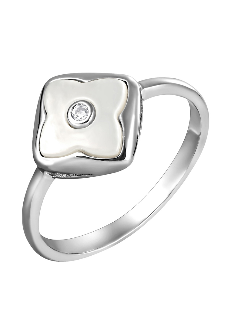 Кольцо из серебра с перламутром/фианитом р. 17 Kari Jewelry КЛ-4974
