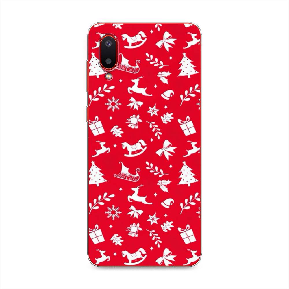 

Чехол на Samsung Galaxy A02 "Красный новогодний фон", Красный;белый, 2102550-5