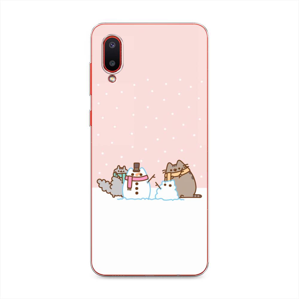 

Чехол на Samsung Galaxy A02 "Котики в снегу", Розовый;белый;серый, 2102550-5