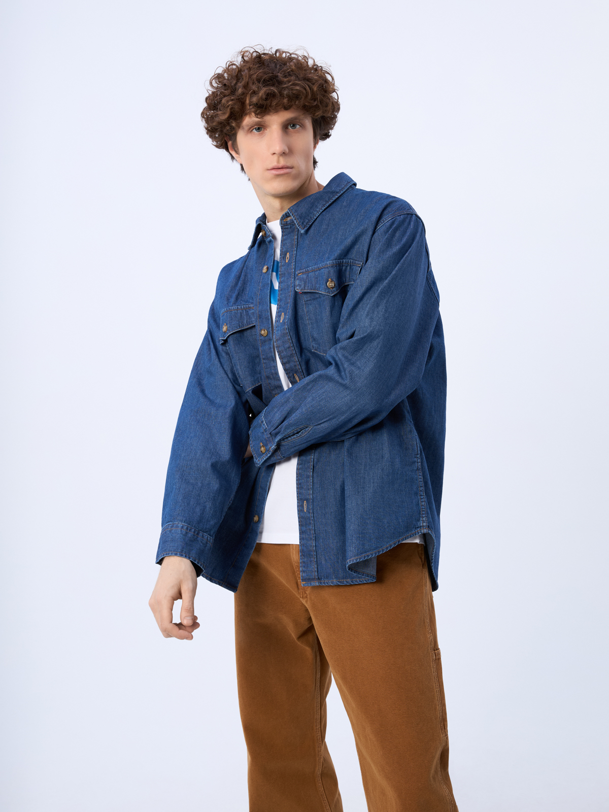 

Рубашка мужская Levi's A1919 синяя 40 EU, Синий, A1919