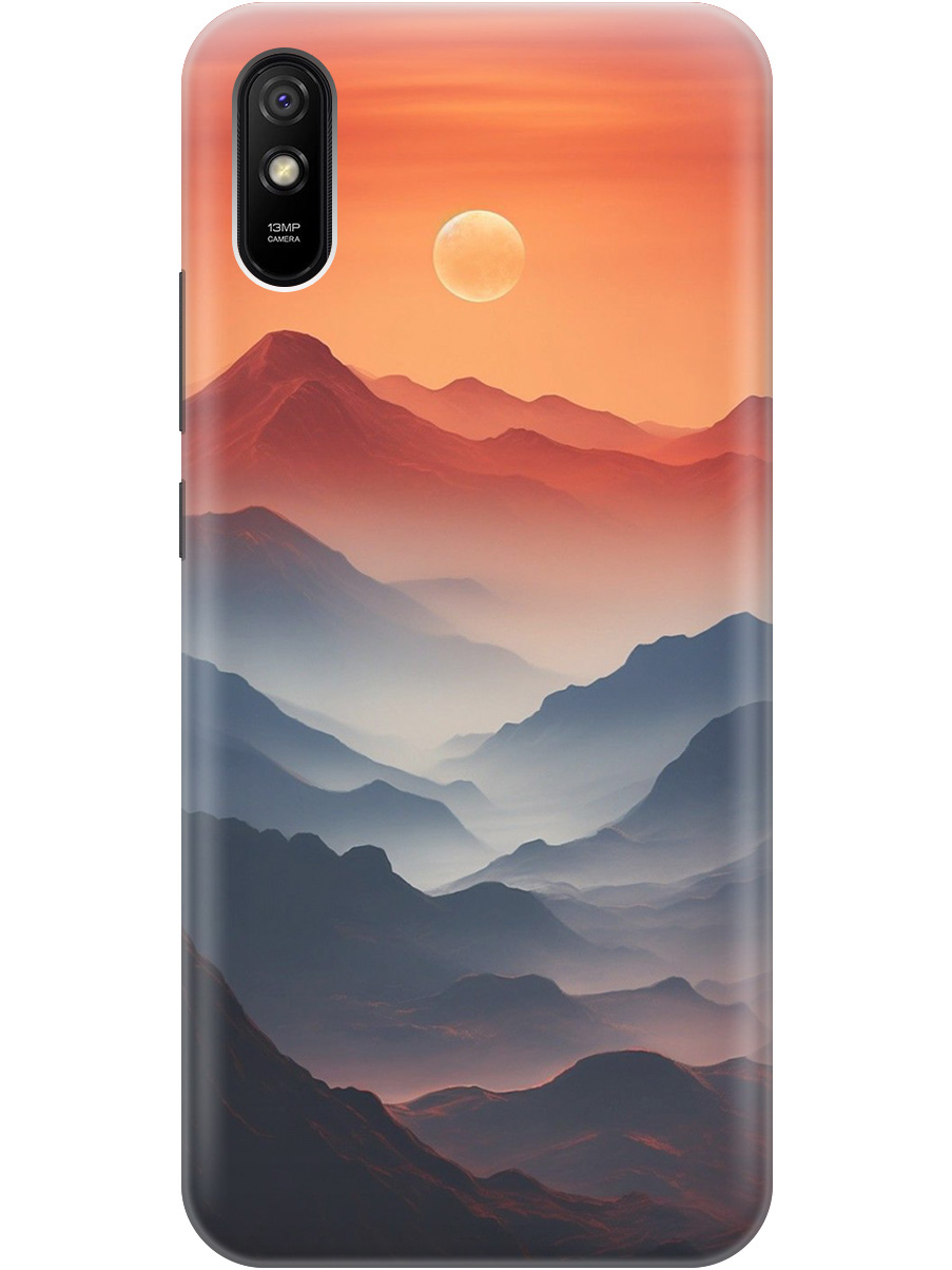 

Силиконовый чехол на Xiaomi Redmi 9A с принтом "Луна над горами", Прозрачный;оранжевый;черный, 723276910