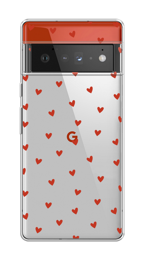 

Чехол на Google Pixel 6 Pro "Red hearts", Красный;прозрачный, 270950-1