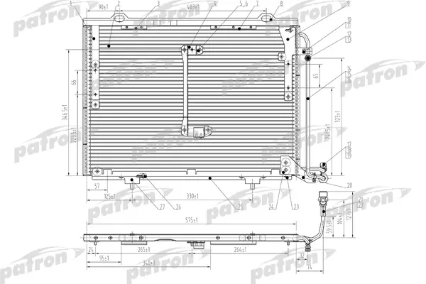 

Радиатор кондиционера паяный MERCEDES-BENZ: C-CLASS W202 1.8-2.5D 93- PATRON PRS1057