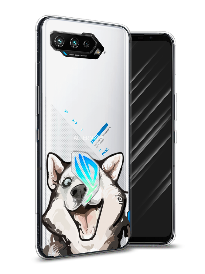 

Чехол Awog на Asus ROG Phone 5 "Радостный хаски", Белый;голубой;черный, 44250-1