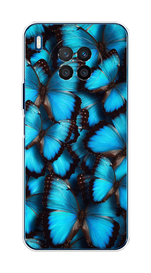 

Чехол на Huawei Nova 8i, Honor 50 lite "Тропическая бабочка 2", Голубой;черный, 6106450-1