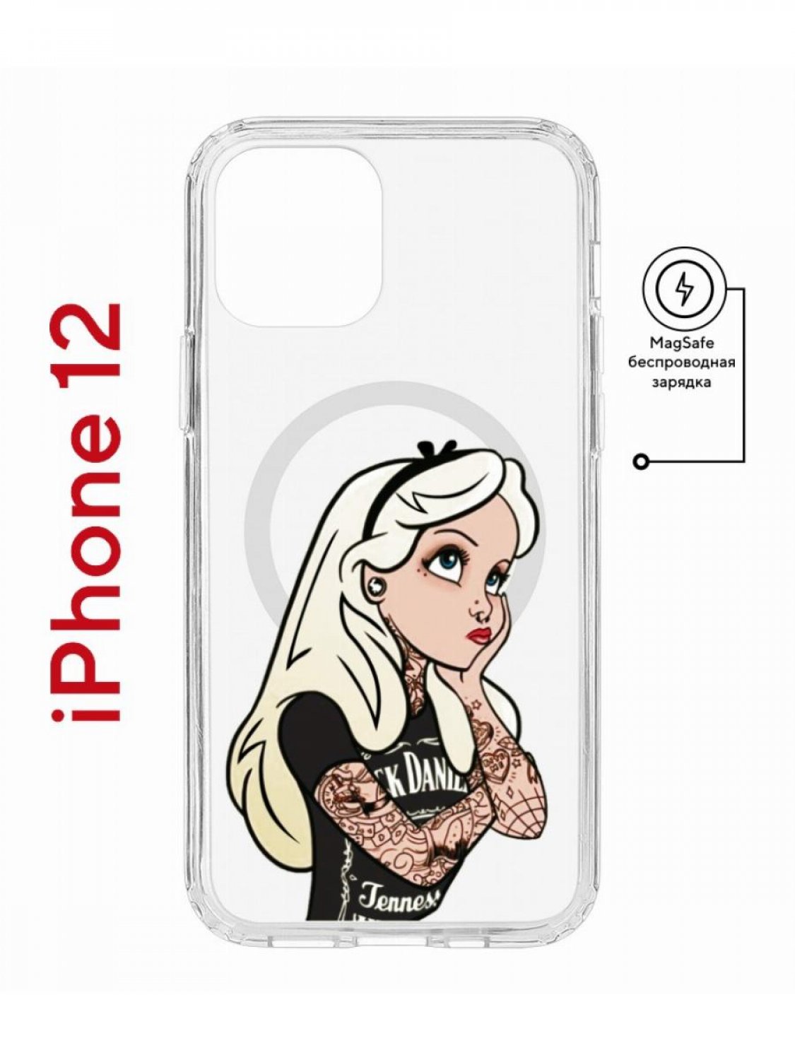 фото Чехол на iphone 12/12 pro magsafe с принтом kruche print tattoo girl с магнитом кruче