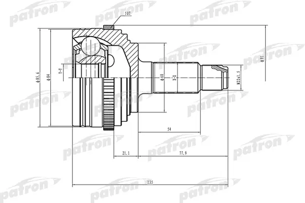 

ШРУС наружный с кольцом ABS 26x60x30 ABS:50T HONDA CIVIC EU/EP/ES 01-06 PATRON PCV1502