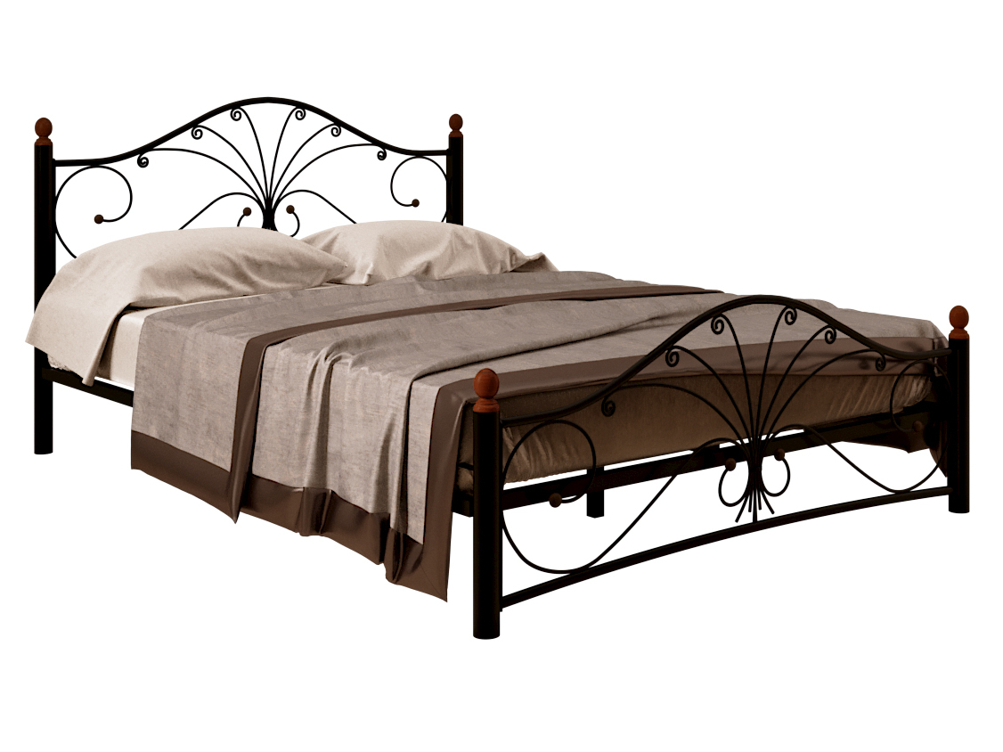 Односпальная кровать Сандра Черный металл, 120х200 см
