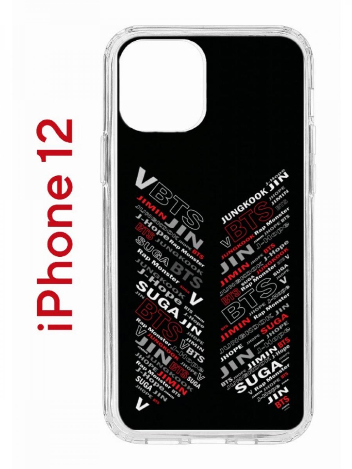 Чехол на iPhone 12/12 Pro с принтом Kruche Print BTS, бампер с защитой камеры