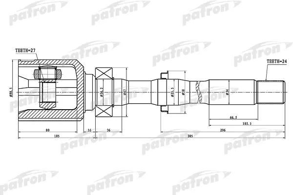 ШРУС внутренний правый 24x35.5x27 TOYOTA RAV4 ACA3/GSA3 05- PATRON PCV1459 100046440291