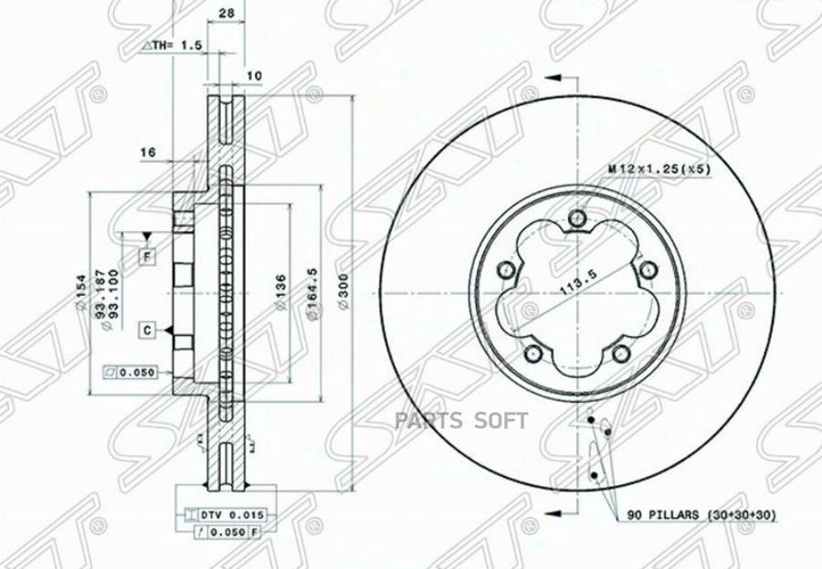 

SAT ST1543340 Диск тормозной перед FORD TRANSIT 06- 1шт
