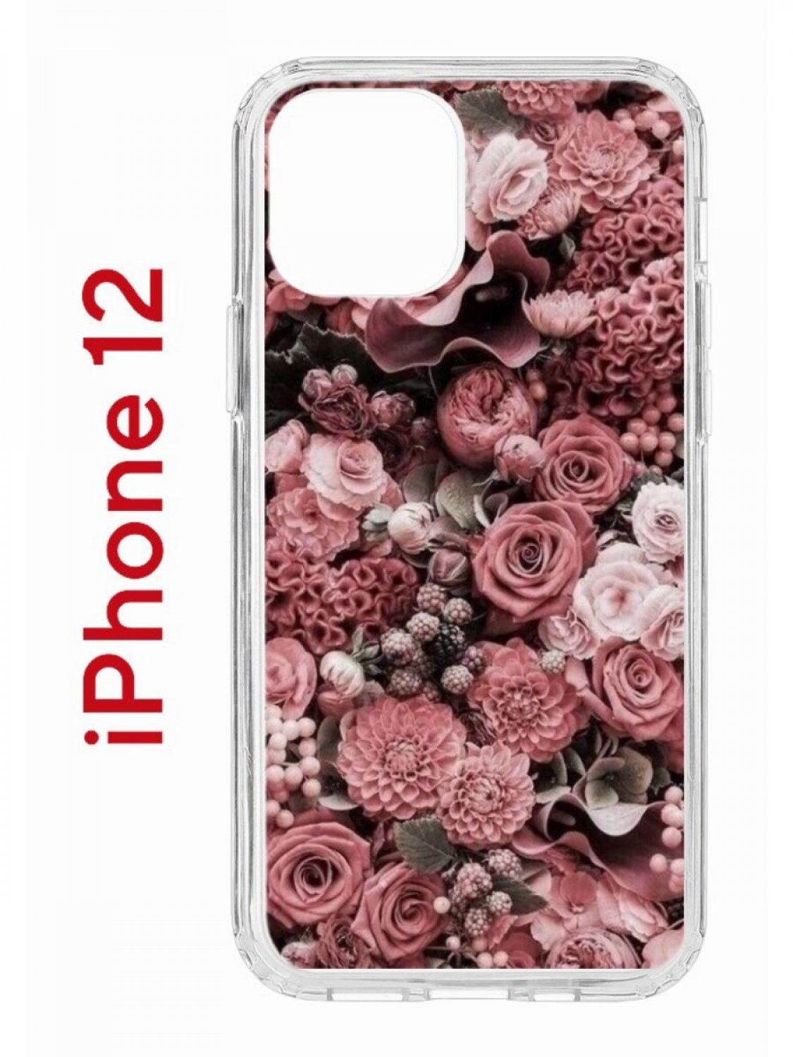 Чехол на iPhone 12/12 Pro с принтом Kruche Print цветы, бампер с защитой камеры