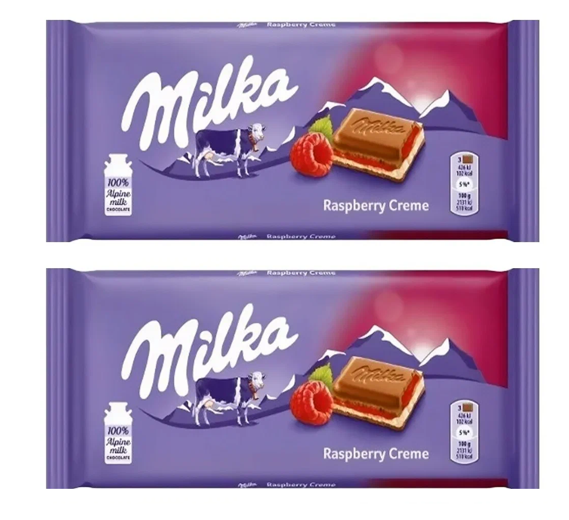 

Шоколад молочный Milka Raspberry Cream Chocolate, 100 г * 2 шт