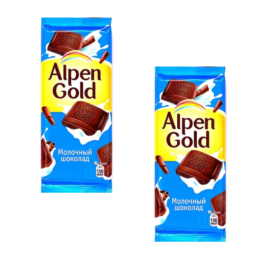 Шоколад молочный Alpen Gold, 80 г * 2 шт