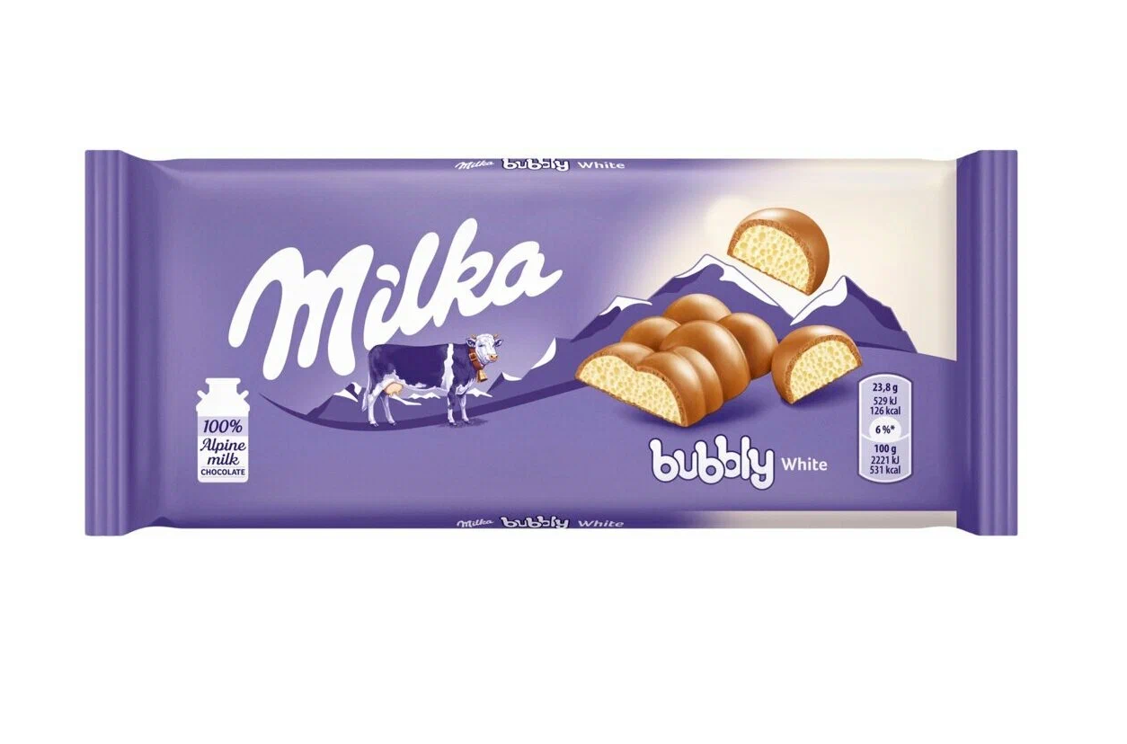 

Шоколад Milka Bubbly White Chocolate, 95 г