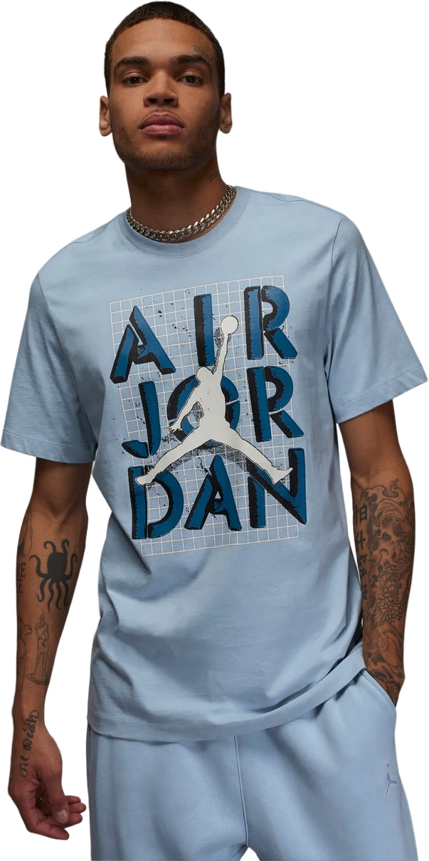 

Футболка мужская Nike Jordan Brand Jumpman Stack Tee голубая M, Голубой, Jordan Brand Jumpman Stack Tee