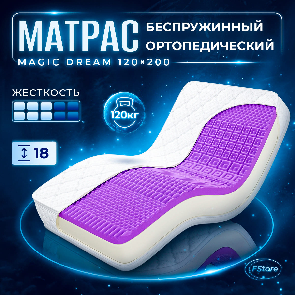 

Матрас FStore Magic Dream, 120x200 см, Белый, Magic Dream