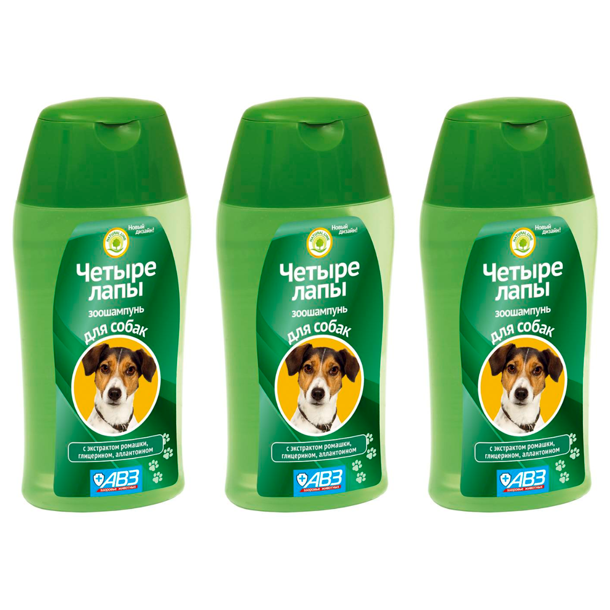 

Шампунь для собак АВЗ Четыре лапы для ежедневного мытья лап 3 шт по 180 мл, Четыре лапы
