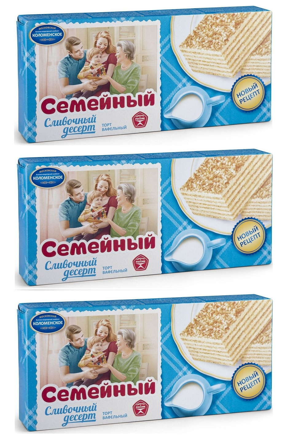 

Торт Коломенское Вафельный Семейный Сливочный десерт, 230 г * 3 шт