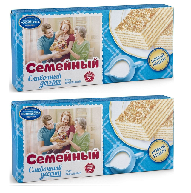 

Торт Коломенское вафельный Семейный Сливочный десерт, 230 г * 2 шт