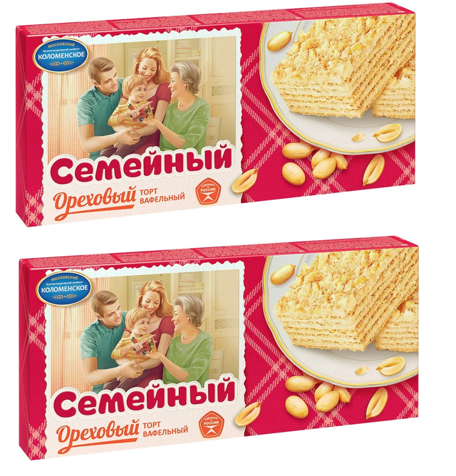 

Торт Коломенское вафельный Семейный Ореховый, 230 г * 2 шт