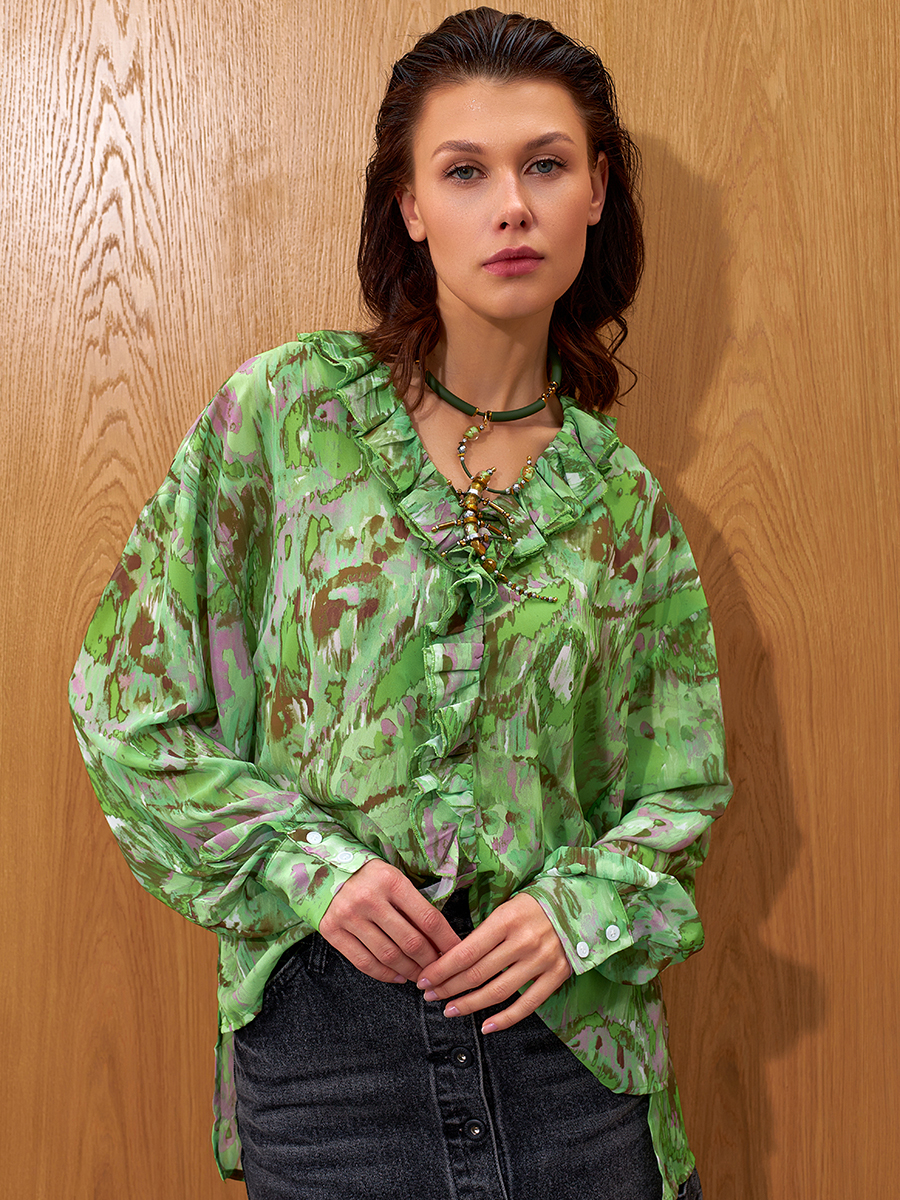 Блуза женская ALZA CH0035A зеленая 46-48 RU