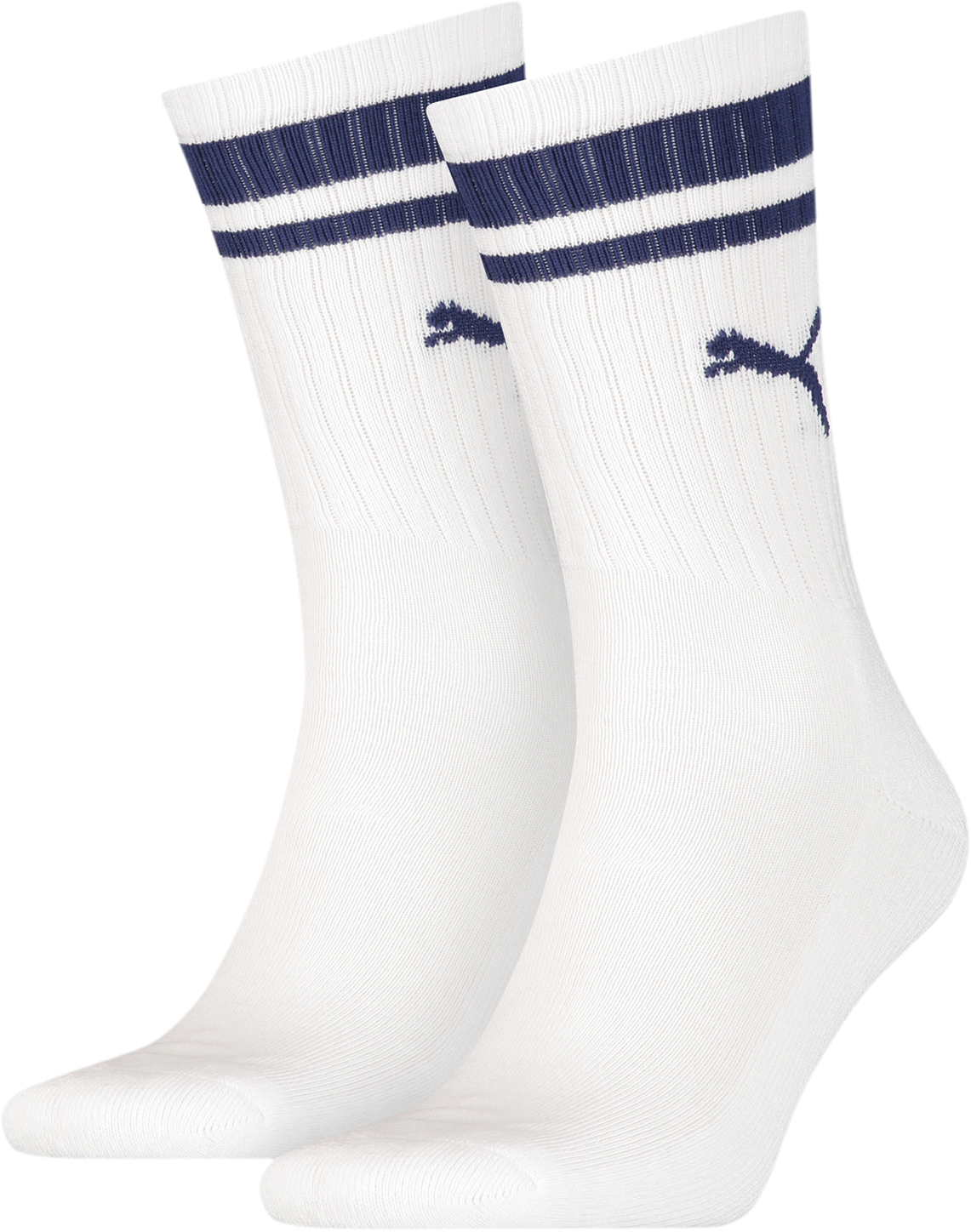 

Комплект носков унисекс PUMA Crew Heritage Stripe 2P Unisex белых - 2 пары, Белый, Crew Heritage Stripe 2P Unisex
