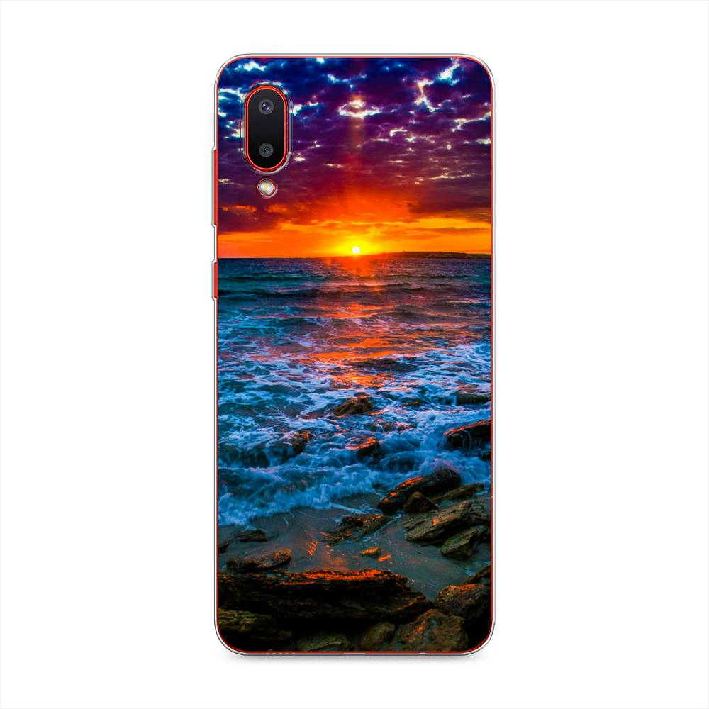 

Чехол на Samsung Galaxy A02 "Закат 1", Оранжевый;синий, 2102550-2