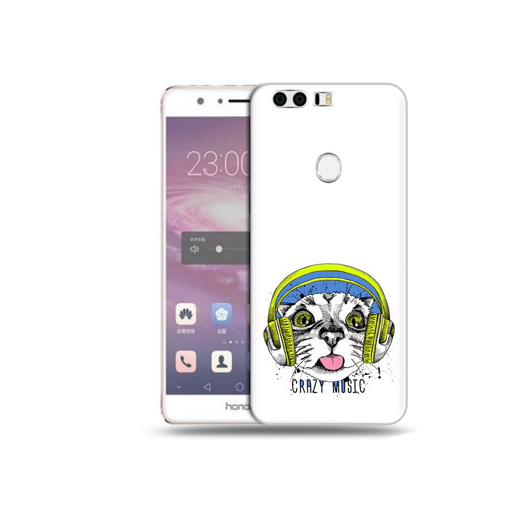 Чехол MyPads Tocco для Honor 8 кошка в наушниках рисунок (PT46676.38.403)
