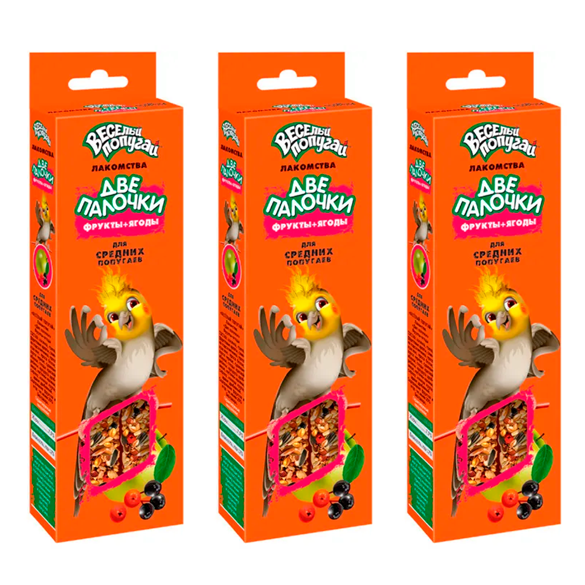 Лакомство для средних попугаев Зоомир фрукты и ягоды, 2 шт, 3 шт
