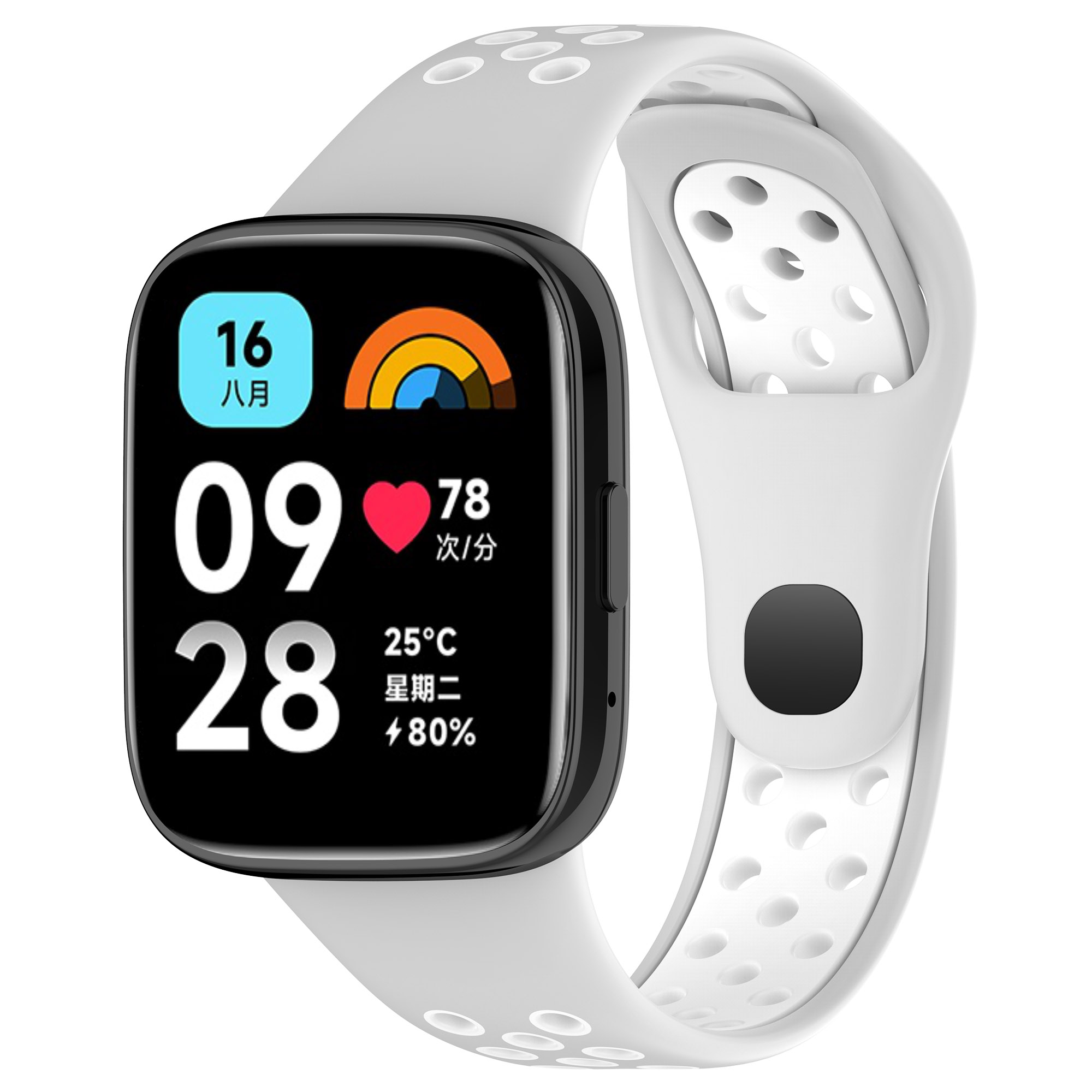 Двухцветный силиконовый ремешок для Redmi Watch 3 Lite, Watch 3 Active, серо-белый