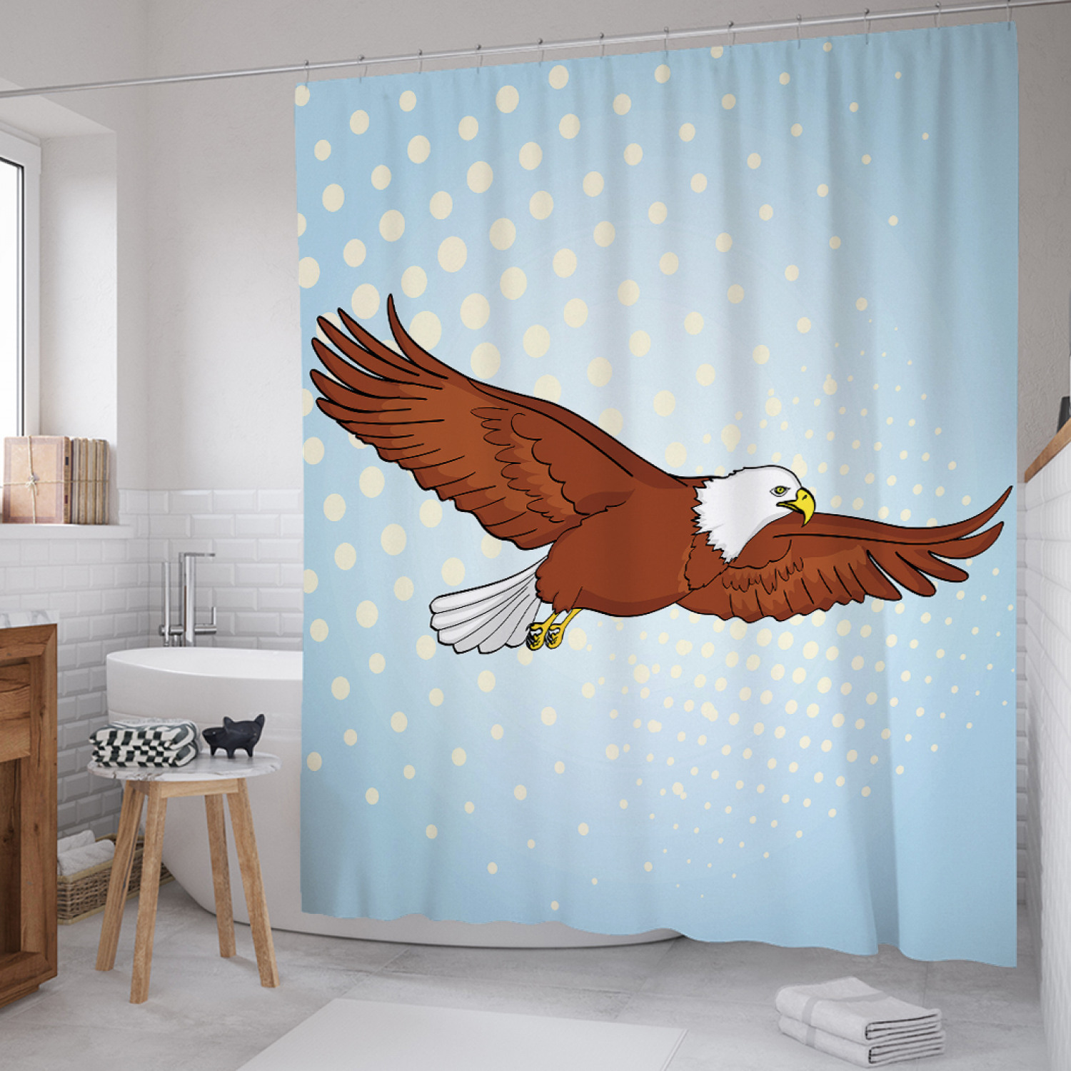 

Штора для ванной JoyArty "Парящий сокол" из сатена, 180х200 см с крючками, Голубой, Парящий сокол