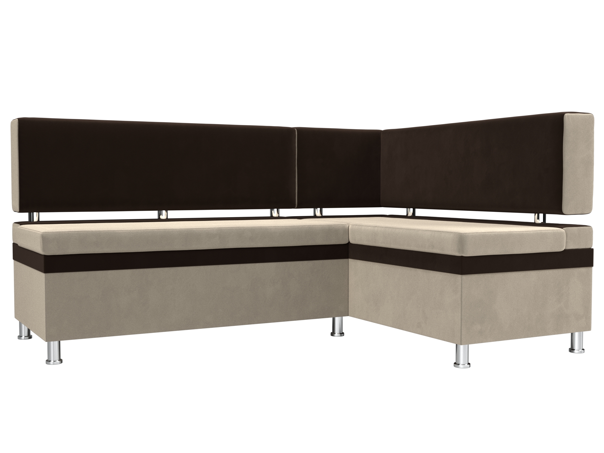 

Диван кухонный Лига Диванов Стайл правый угол 170х45х89, микровельвет, бежевый/коричневый, Кухонный уголок Стайл правый угол