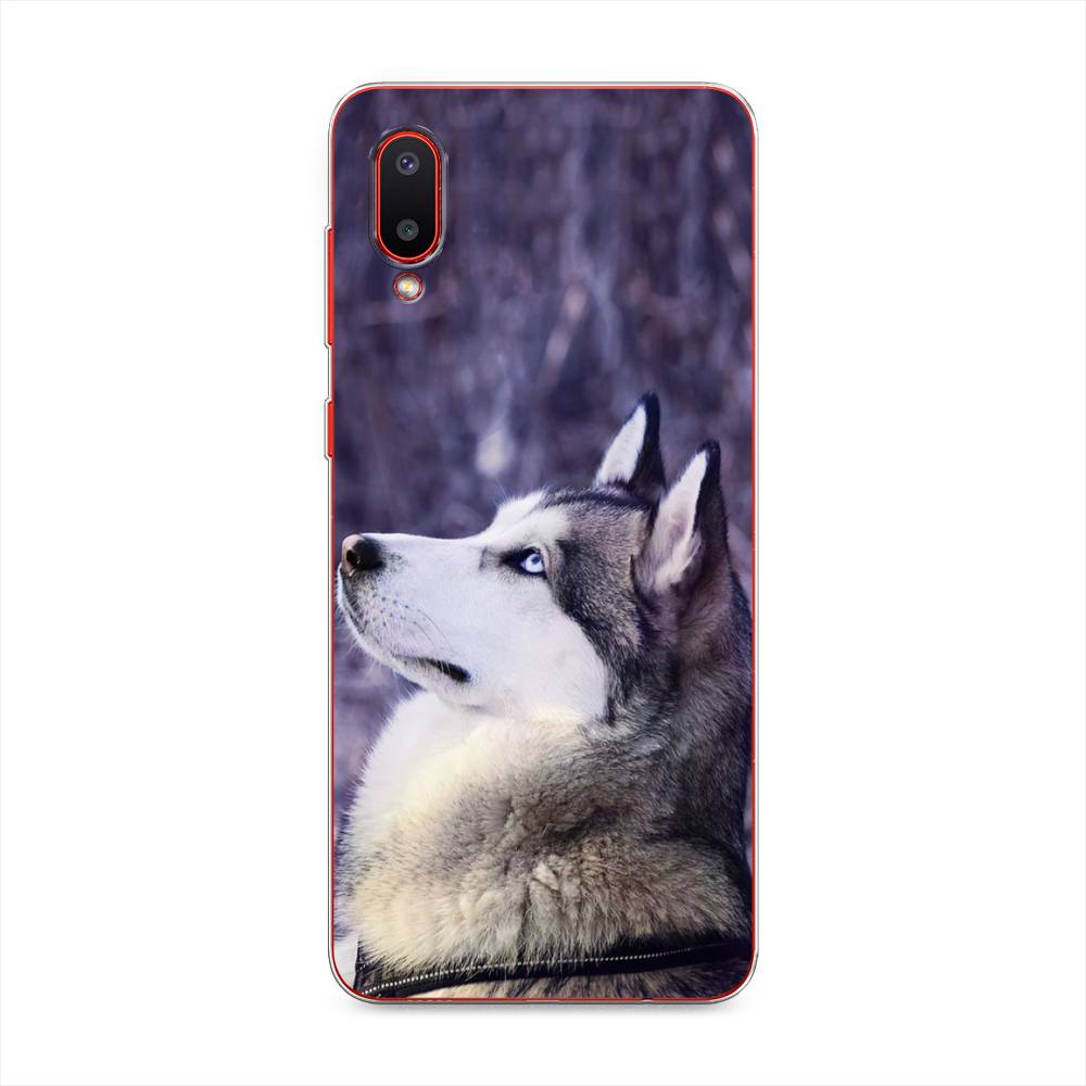 

Чехол на Samsung Galaxy A02 "Хаски 1", Фиолетовый;белый, 2102550-1