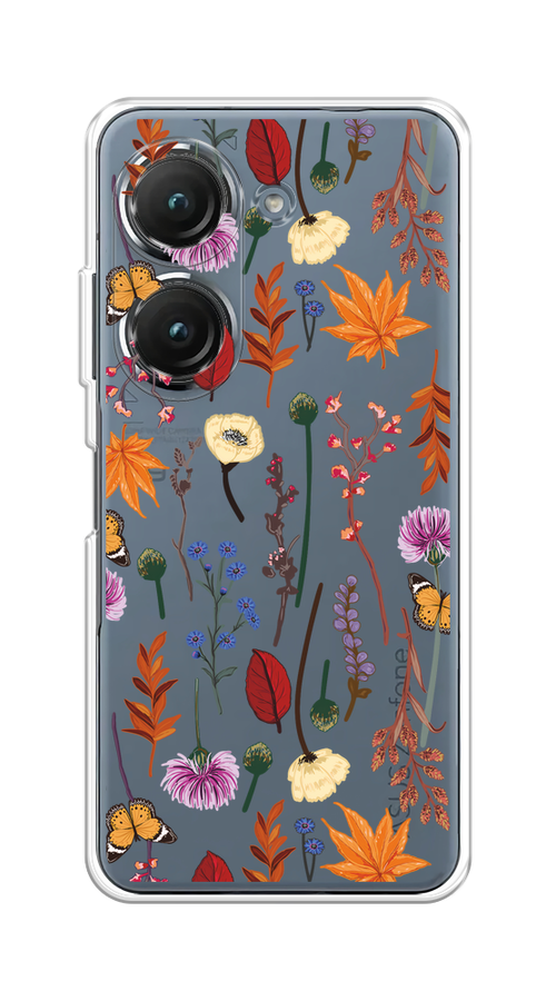 

Чехол на Asus ZenFone 9/ZenFone 10 "Orange Purple flowers", Оранжевый;красный;розовый;желтый;прозрачный, 44950-1
