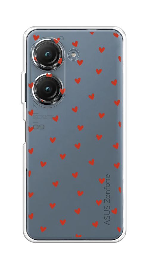 

Чехол на Asus ZenFone 9/ZenFone 10 "Red hearts", Красный;прозрачный, 44950-1